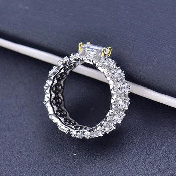 Super Flash 1CT Rectangular Moissanite Wide Ring with GRA Certificate S925 Silver Jewelry Wedding Party Gift 3