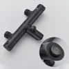 Black Thermostatic Bathroom Shower Faucet Dual Handle Bathtub Faucet Wall Mounted Mixer Tub Tap 4