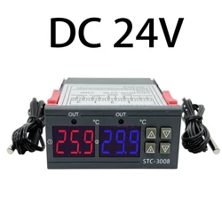 Advanced Dual Digital Temperature Controller Thermostat Heater with Probe - Versatile Voltage Compatibility for Home Cooling & Heating Solutions (DC 24V)