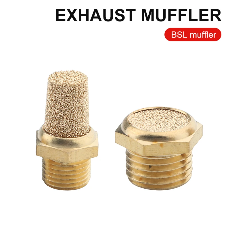 

Pneumatic Exhaust Muffler BSL 3/8 1/4 External Thread Brass Air Noise Filter Reducer Connector