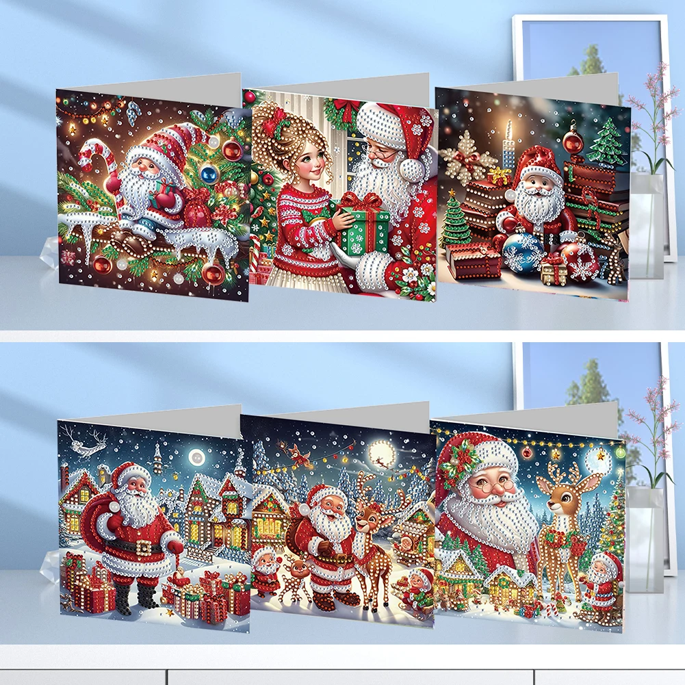 12pcs/Set DIY Diamond Painting Drawing Greeting Cards New 2024 Christmas Collections Festival Cards For Adult ren DIY Gift