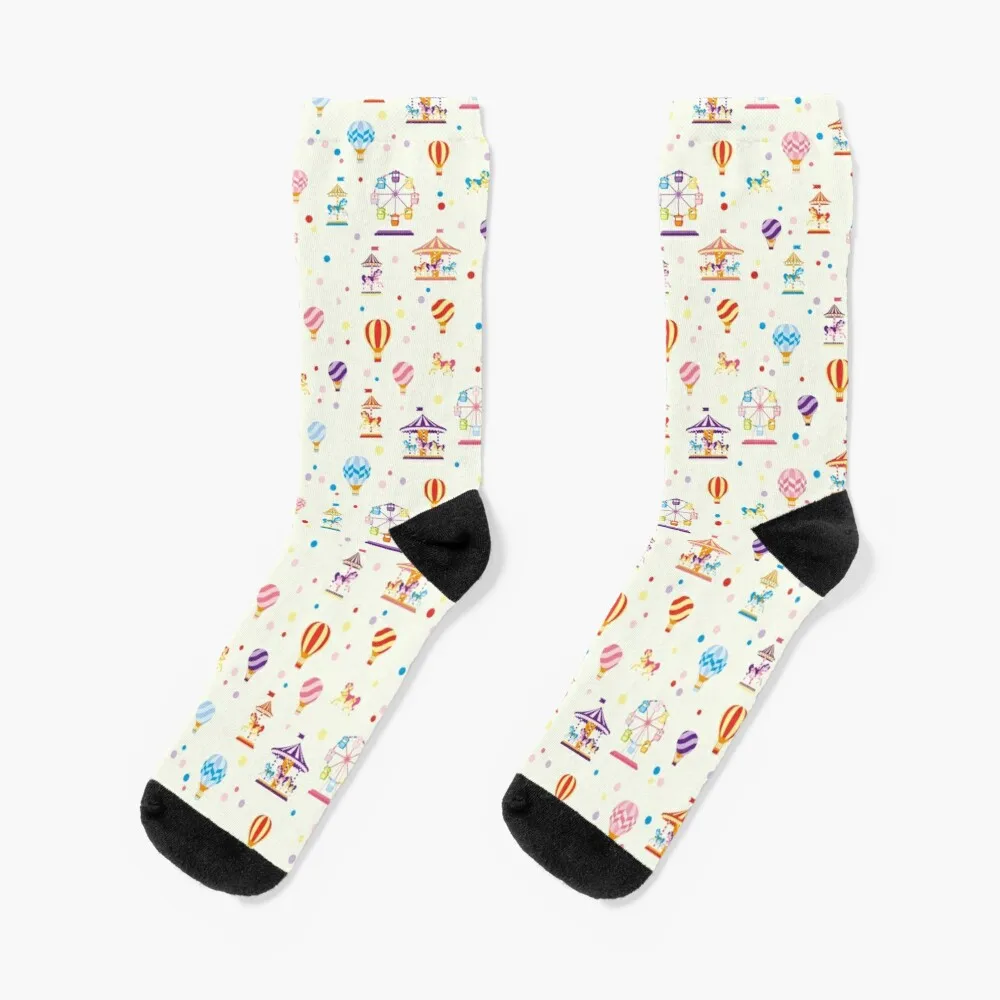 Fun Fair Carrousel Hot air Balloons Ferris wheel Socks Fashion Socks Custom Socks creative ferris wheel barbecue grill cafeteria hotel rotatable dishes tableware hot pot restaurant personalized display