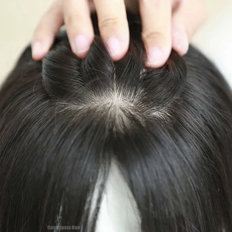 Hair Toppers Silk Skin Base Virgin Human Hair For Women With 4 Clips