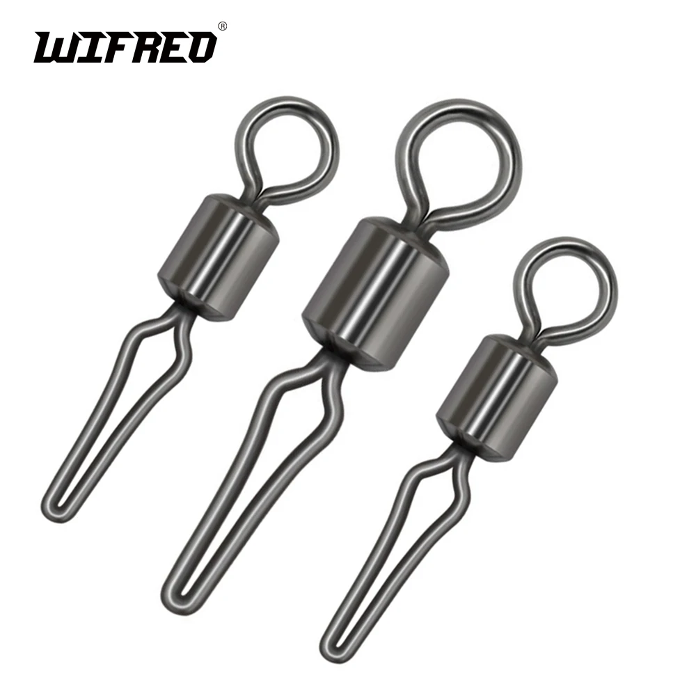 

Wifreo 50pcs 360° Rotation Copper Swivel with Side Line Clip Carp Fishing Rolling Swivels with Snap Connector Accessories