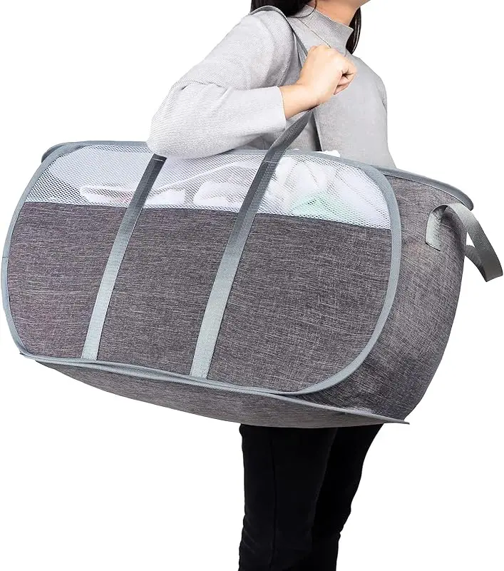 סל כביסה מתקפל עם ידית שחורה אוטומטית לטיולים בחדר הילדים