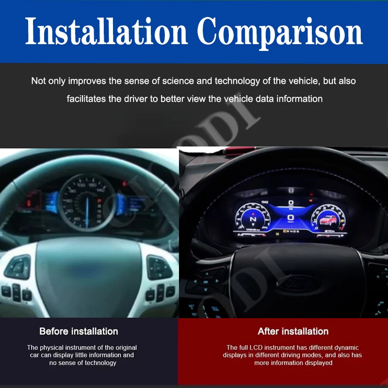 Panel de instrumentos digital de 12,3" para Ford Explorer 2016-2018 Virtual Cockpit Odómetro Velocímetro Pantalla Contador Tablero CarPlay 2
