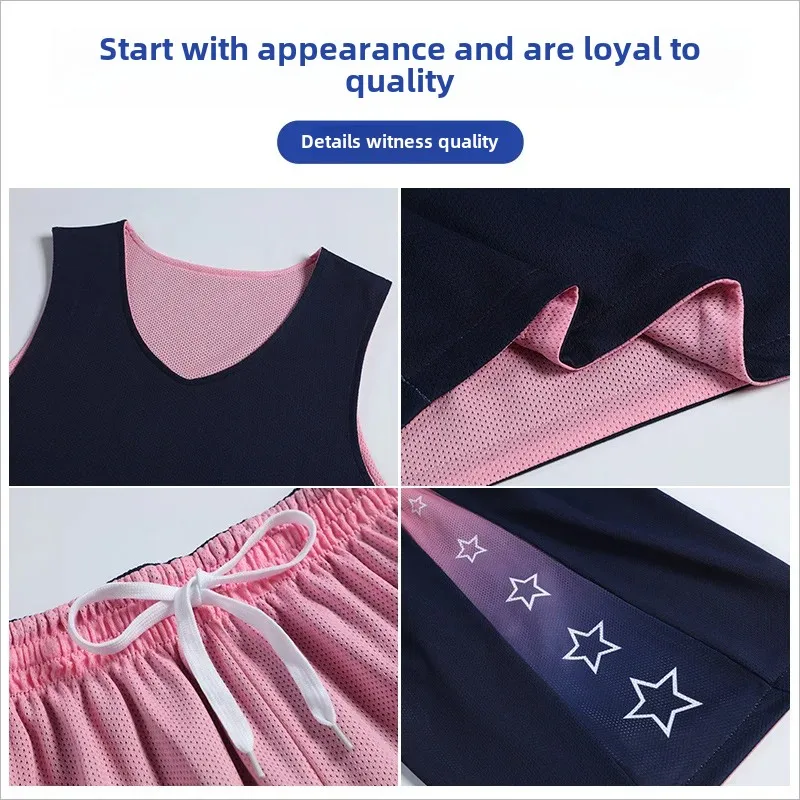 New Quick Dry Double-Sided Wearable Basketball Uniform Set for Men And Women Sports Training Competition Team Jersey