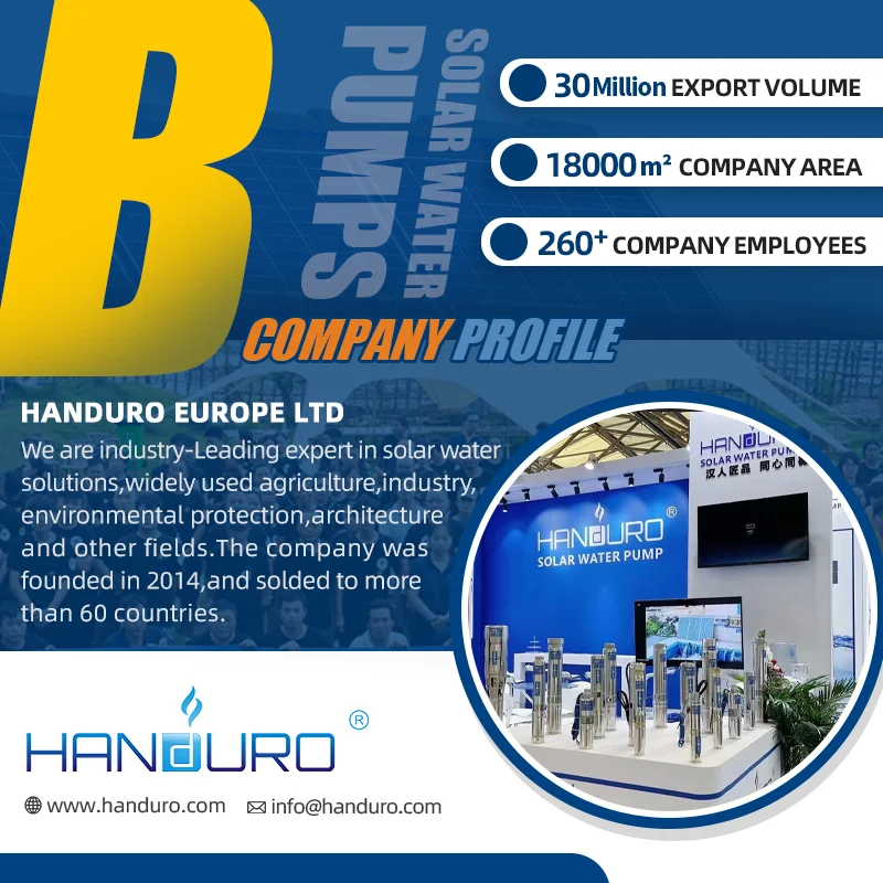 HANDURO 110V 1500W 3.8M³/H 180M 2Hp 수중 태양광 보어홀 워터 펌프 시스템