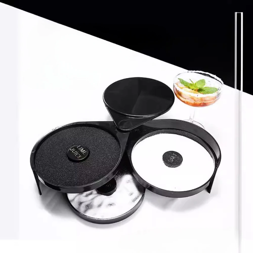3 Tier Rotating Lime Juice Glass Bar Wine Accessory Cocktail Mixing Salt Sugar Box Bar Bartender Storage Rack Tool Case Home