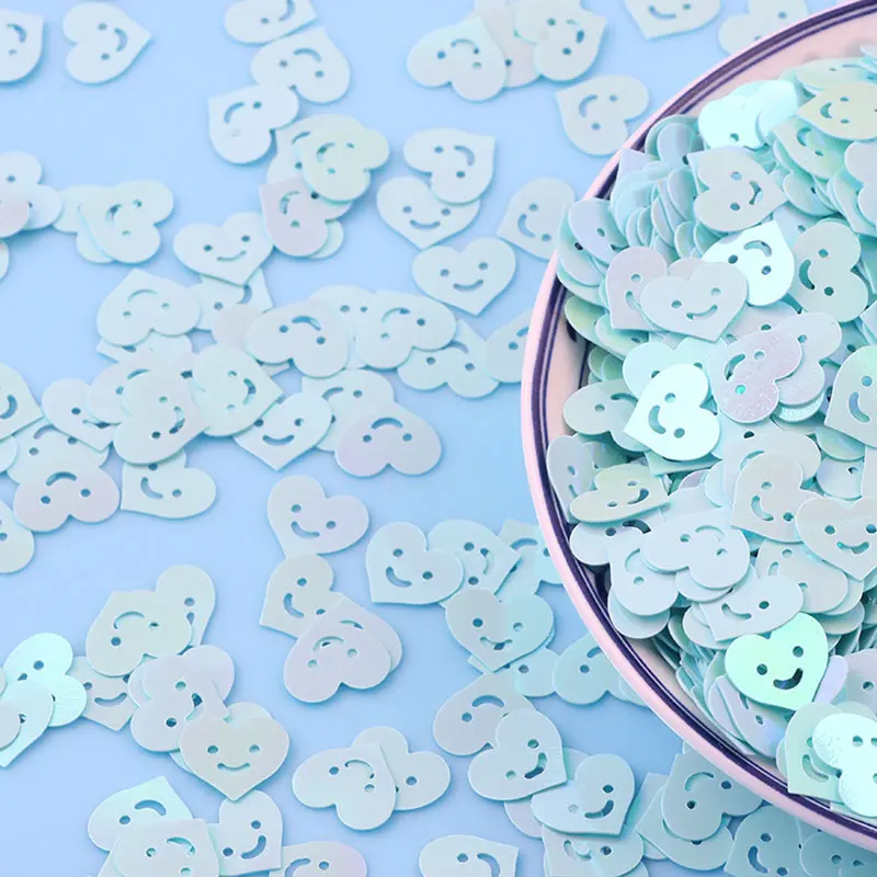 10g/20g/50g/10mm neue Pailletten mit lächelndem Gesicht, lose PVC-Pailletten, Bastelmaterial, Farbreste, Nagelkunst, DIY, Hochzeit, Nähen, dekorative Pailletten – Detail 4