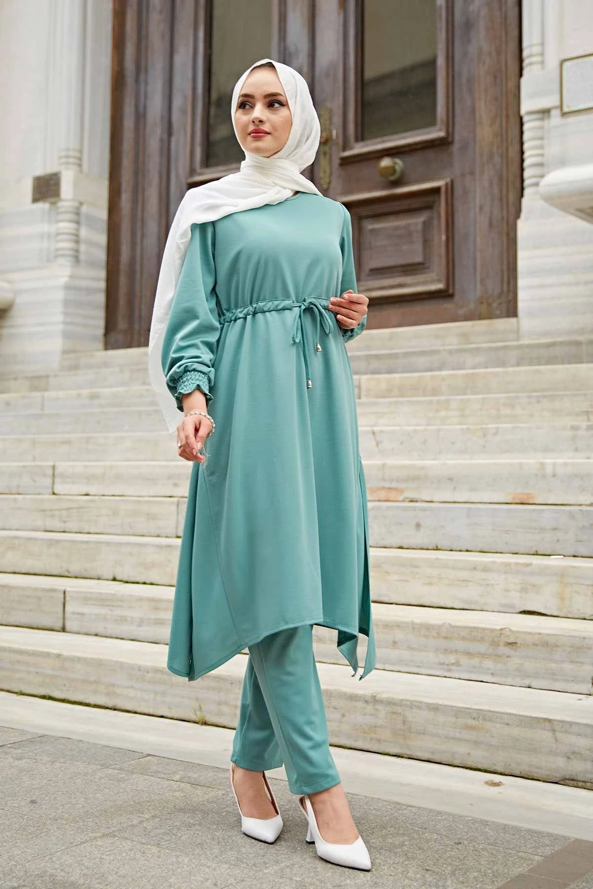 Women's Dual Team Tunnel Arches Hijab Kombin Bottom Top Muslim dress hijab Muslim üstleri women suit dress abayas