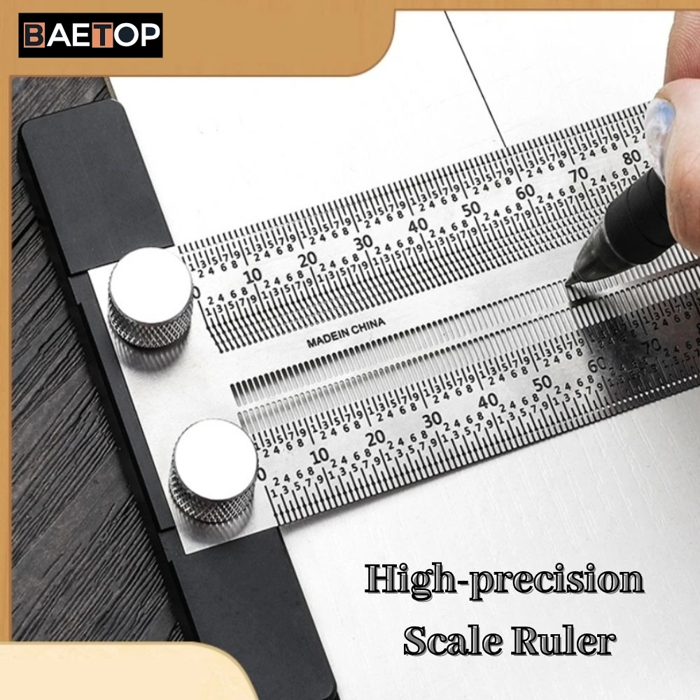 

Stainless Woodworking T-type Hole Ruler, High Precision Scale Ruler, Scribing, Mark, Line Gauge, Carpenter Measure Tool