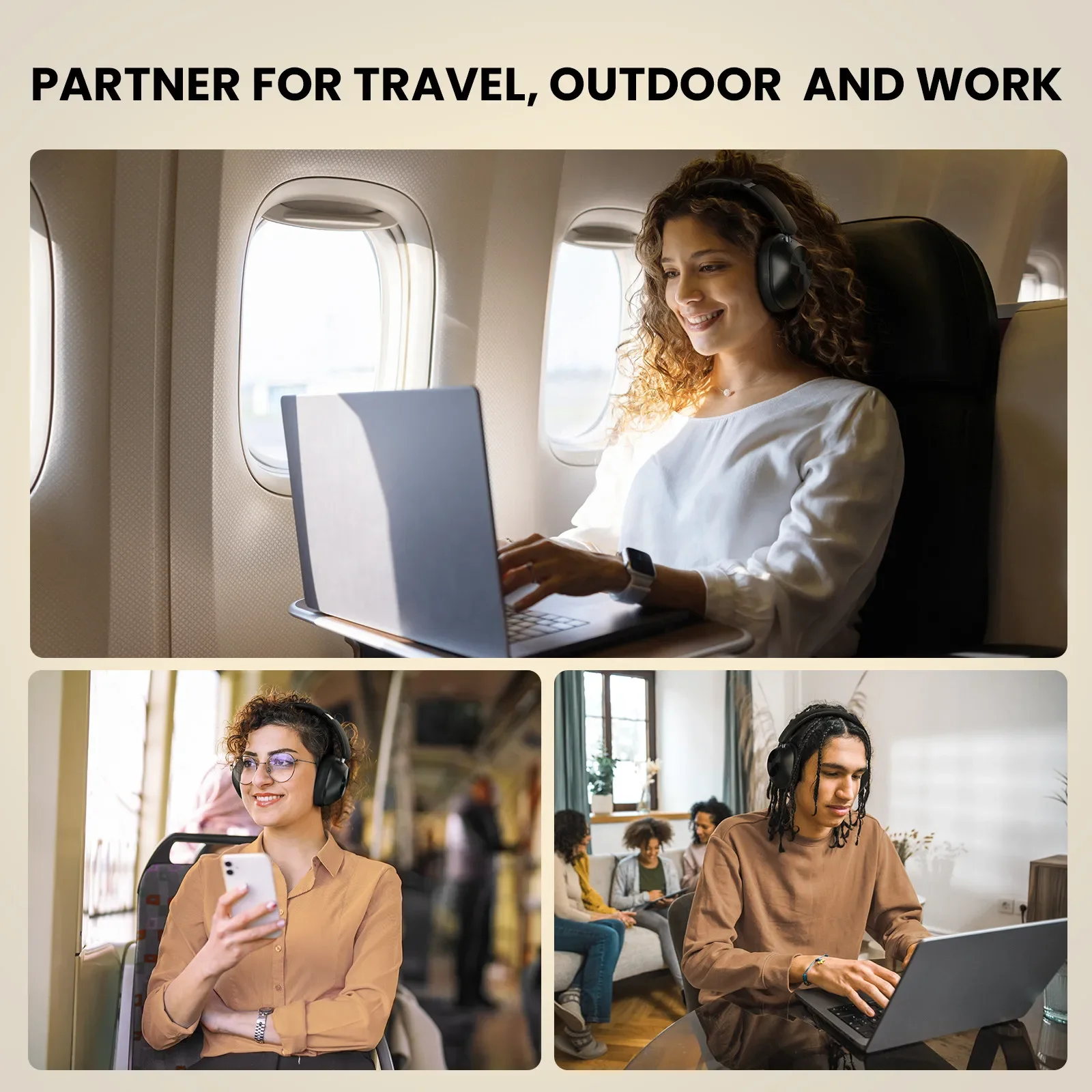 OneOdio A5 Cuffie Bluetooth Con Cancellazione Rumore Attiva | 75 Ore Batteria, Hi-Res Audio, Nero