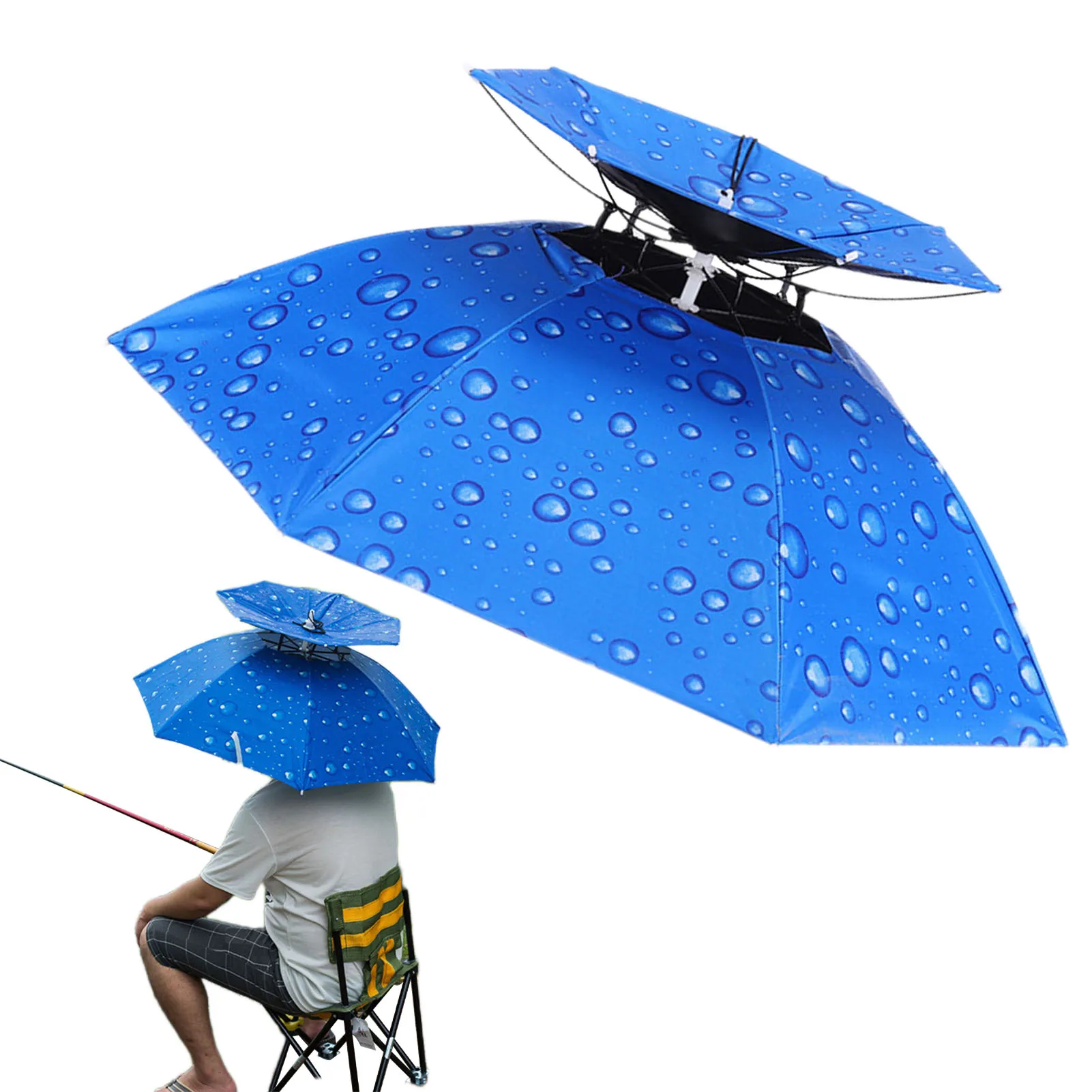 Head Mounted Outdoor Umbrella Double Layer Black Glue Umbrella Cap