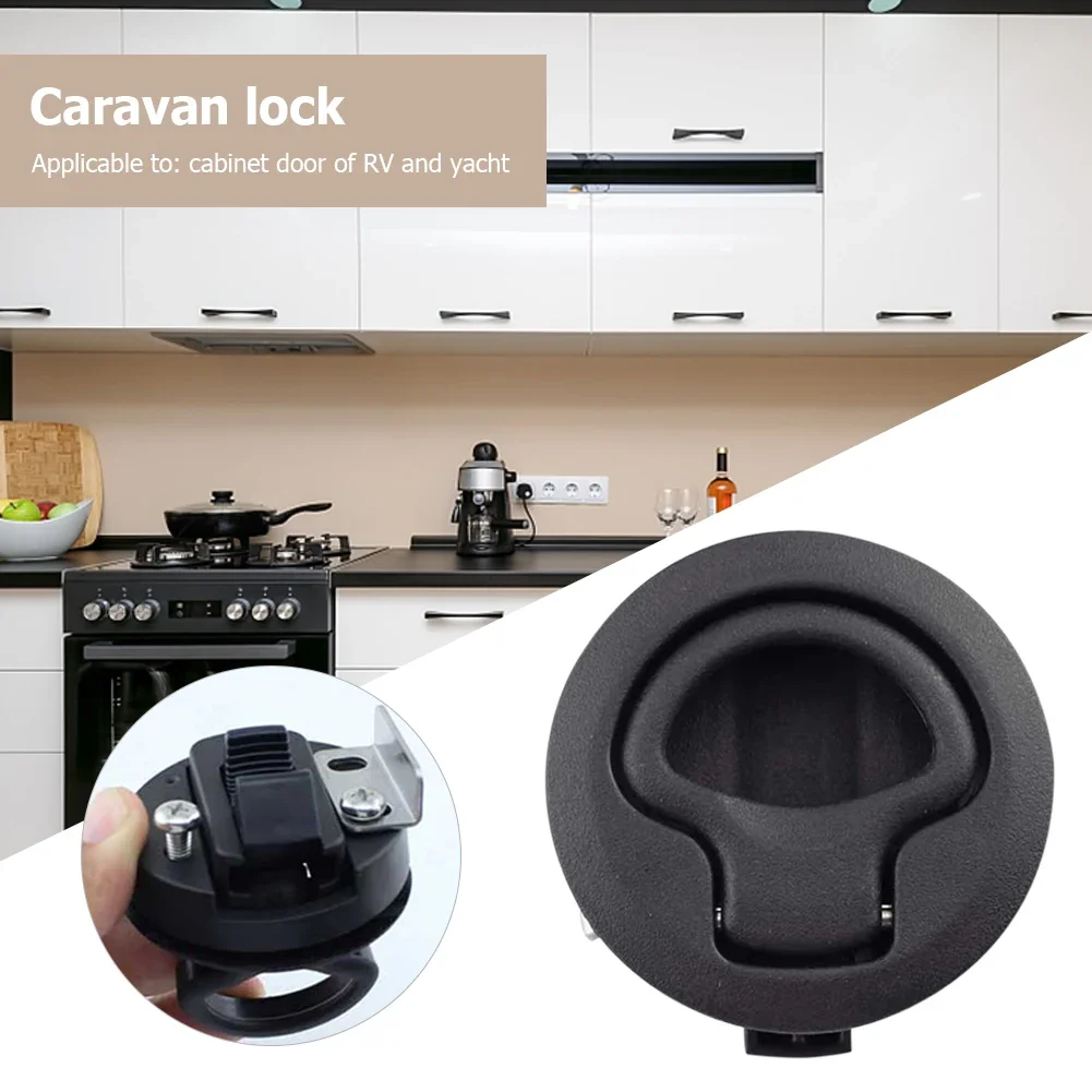 1-10Pcs Boat Door Latch Flush For Boat Pull Latch Plastic Marine Round 61*61*25mm Flush RV Handle Lock Boat Accessories