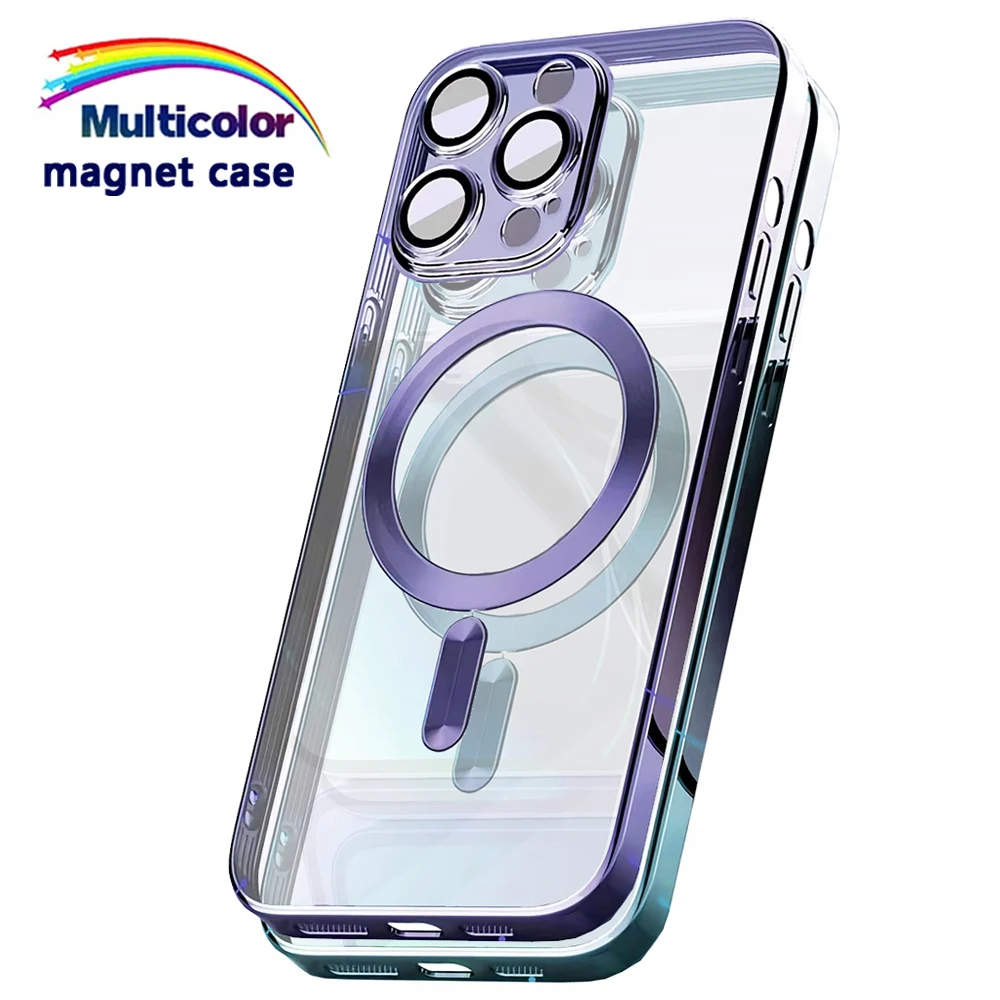 Luxury Wireless Magnetic Cover with Plated Clear Lens Protector