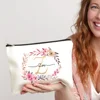 Personalized Initial with Name Makeup Bag Bridal Cosmetic Case Canvas Monogram Toiletry Pouch Birthday Wedding Bridesmaid Gifts 4