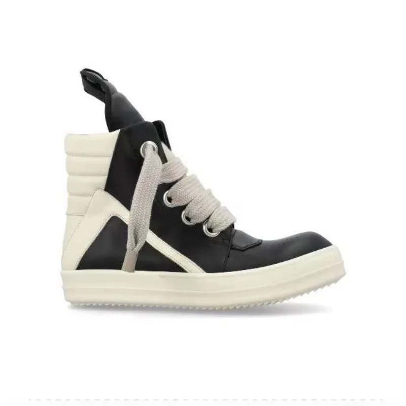 Ricks Classic Design Retro Style Owens Men Shoe High Top Quality Ankle Boot Women Black Leather Thick Shoelaces Owens Women Boot