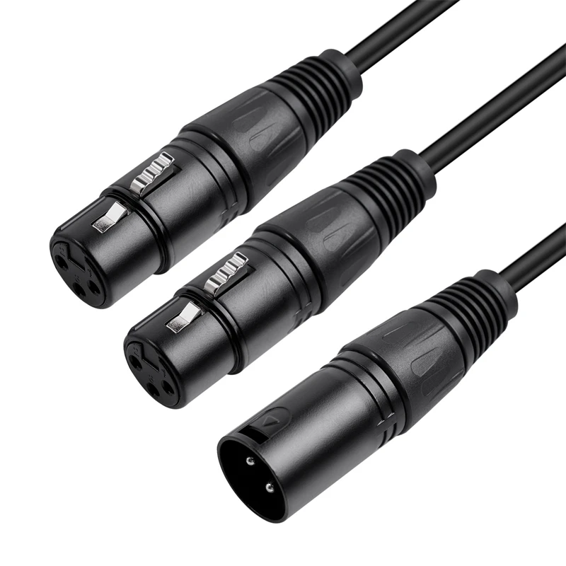 Balanced Audio Extension Cord - XLR Male to Dual Female Y-Splitter 3-Pin Cable for Microphones and Amplifiers