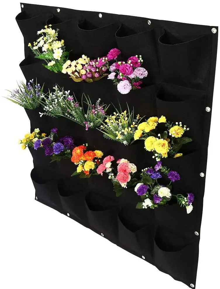 Multi Pockets Vertical Wall Hanging Planter Grow Bags Fabric Flower Vegetable Planting bags For Indoor Outdoor Home Garden Decor