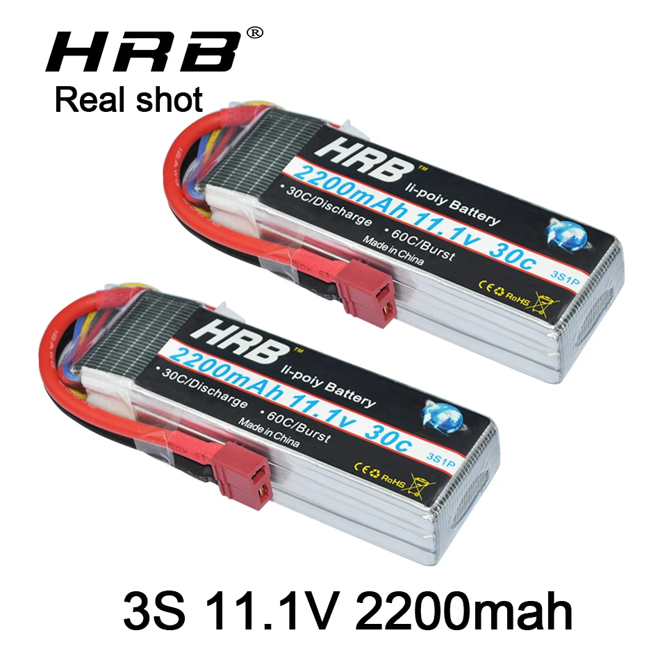 HRB 2 stuks 11,1 V 2200 mAh 3S 100 C Lipo-batterij met vingerdoppen voor RC Car Boat Truck Heli Airplane Quadcopter Helikopter Multi-Motor DIby-onderdelen HRB 2 stuks 11,1 V 2200 mAh 3S 100 C Lipo-batterij met vingerdoppen voor RC Car Boat Truck Heli Airplane Quadcopter Helikopter Multi-Motor DIby-onderdelen