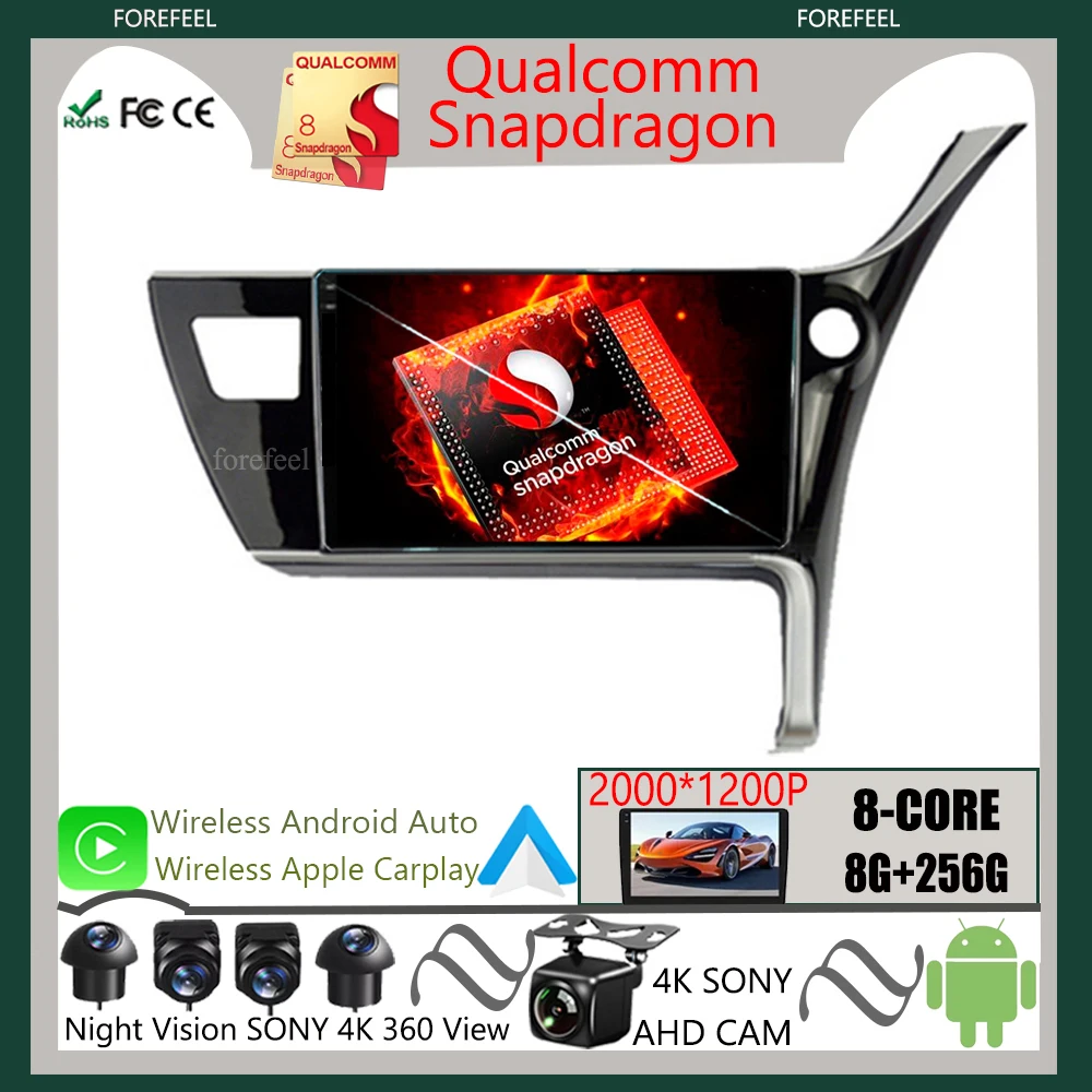 

Qualcomm Auto Radio GPS Android For Toyota Corolla Altis 2017 2018 2019 Car Multimedia GPS Player Navigation High-performance