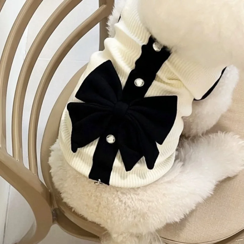 Vestido de luxo para cães pequenos com laço saia de princesa_voghion.com