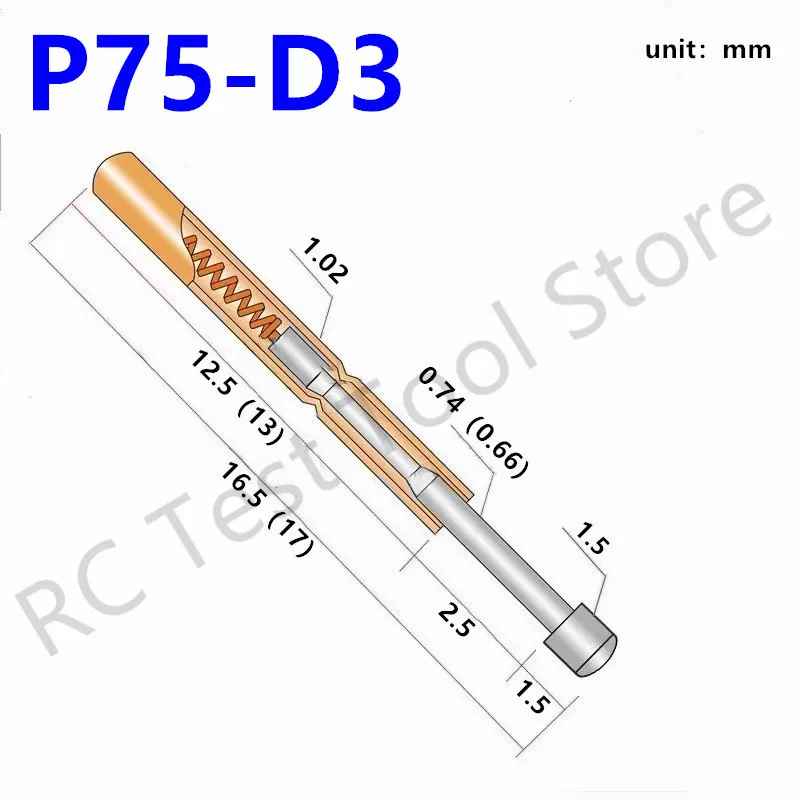 1,02 Stück p75 Serie Feder prüf sonde Pogo Pin Ø 1,5mm vernickelter Kopf Nadel kopf Ø mm P75-B1/a3/d3/e3/f/h3/lm3/t3 Platine – Detail 6