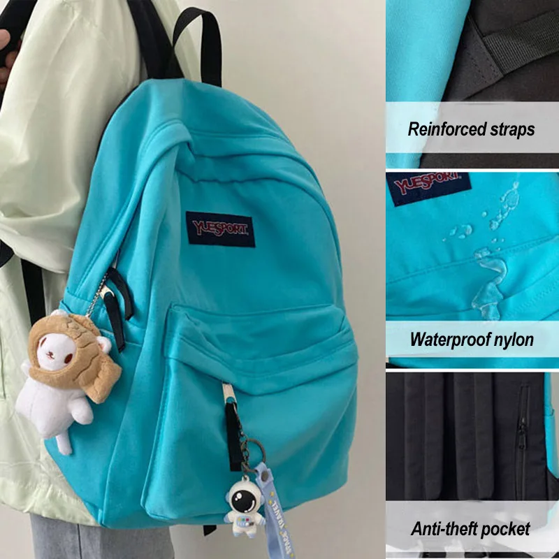 

Schoolbag for Unisex student backpack Korean Harajuku junior high school large capacity solid color backpacks Women travel bags