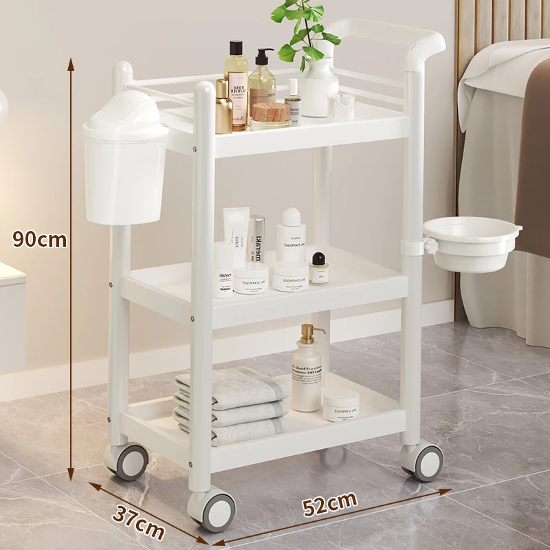 Multi Layer Storage Trolley Professional Beauty Salon Furniture Aesthetic Roulette Storage Trolley Manicure Auxiliary Cart Iron Cosmetic Helper Wheels Tray