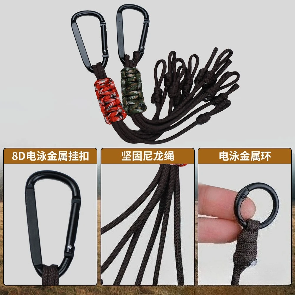 야외 캠핑, 낚시 다기능 카라비너, DIY 수제 사냥용, 우산 끈, 수제 하이킹 액세서리