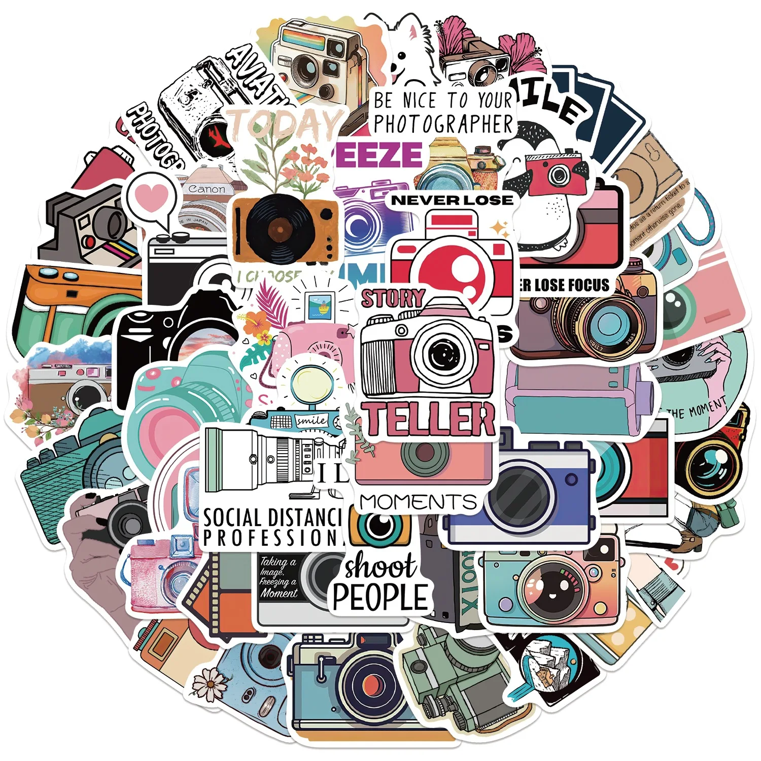 

50Pcs Cartoon Photographer Stickers Graffiti Ornament Motorcycle Stationery Skateboard Decal toys Gift Waterproof