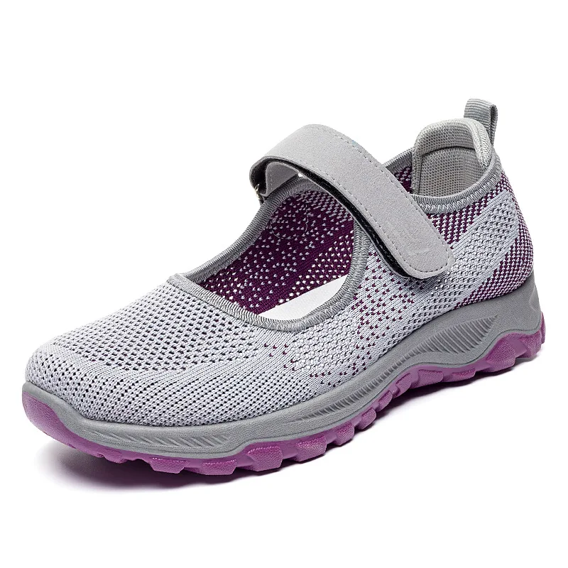 Women's Walking Outdoors Casual Soft Bottom Mom Shoes Fashion Socks Sneakers Comfortable Hollow Solid Sport Shoes