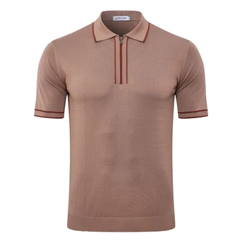 Polo OECHSLI in seta da uomo 2026 Nuova collezione business Ricamo elastico manica corta sottile con cerniera confortevole alla moda taglie forti M-5XL