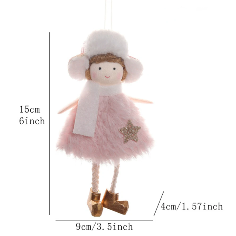 Lovely Pink Plush Christmas Angel Girl Doll Oranments Xmas Tree