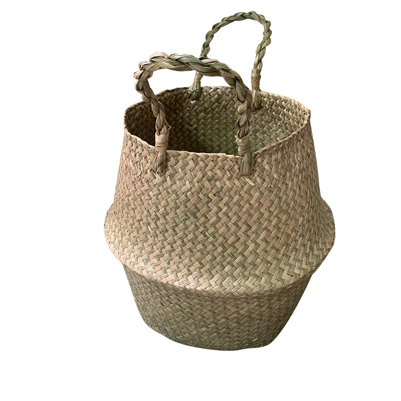 Storage basket flower pot plant pot Wicker Basket Toy Organizer Folding Rattan Seagrass Storage Basket Laundry Woven Plant Flower Pot Home Garden