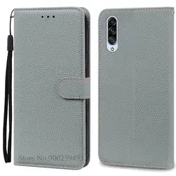 Luxury Leather Wallet Flip Case - Book Style Card Holder Phone Cover for Samsung A90 5G (Gray)