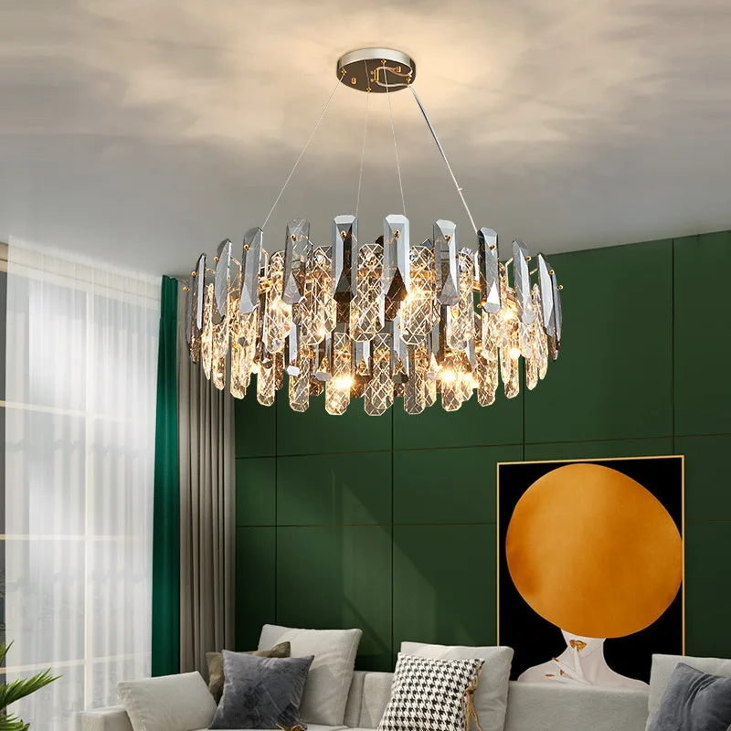 

Modern LED Crystal Metal Prism Pendant Chandelier Room Decor Luxury Pendant Light Bedroom Restaurant Hanging Lamps For Ceiling