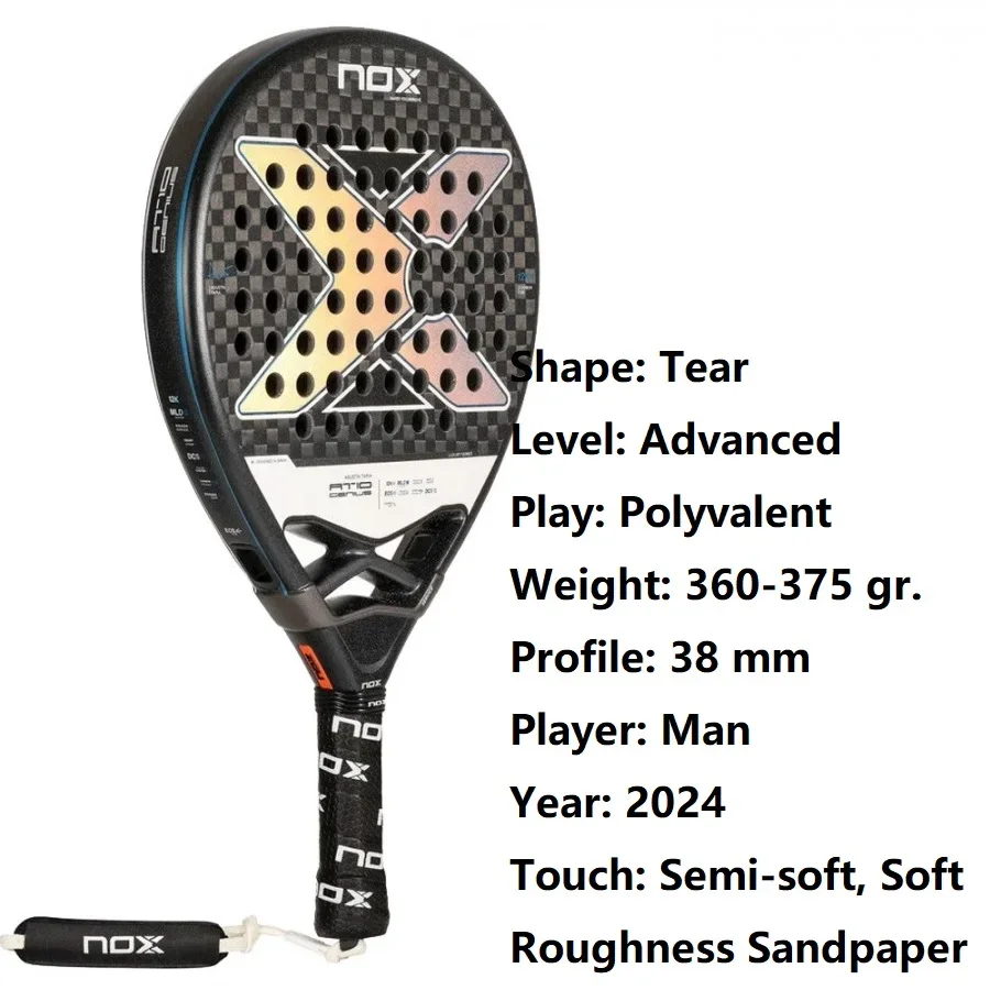 NOX X-ONE Padel Racket 3K 12K Carbon Fiber HR3 Core Round Shape Power Surface Beginner Raquette Paddle Shovel