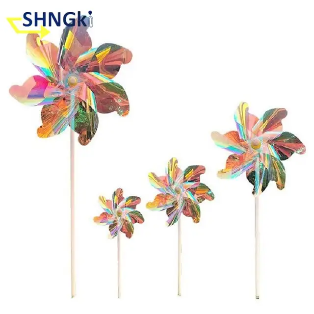 1Pc 18 Cm/24 Cm -Es Csapok Reflektív Elrettentő Szélmalom Védelem A Kerti Növényi Virágkert Gyep Dekorációja