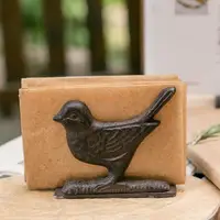 Rustic Cat Cast Iron Standing Napkin Holder European Home Table Bird Fork Spoon Metal Tissue Paper Holder Business Card Holders 1