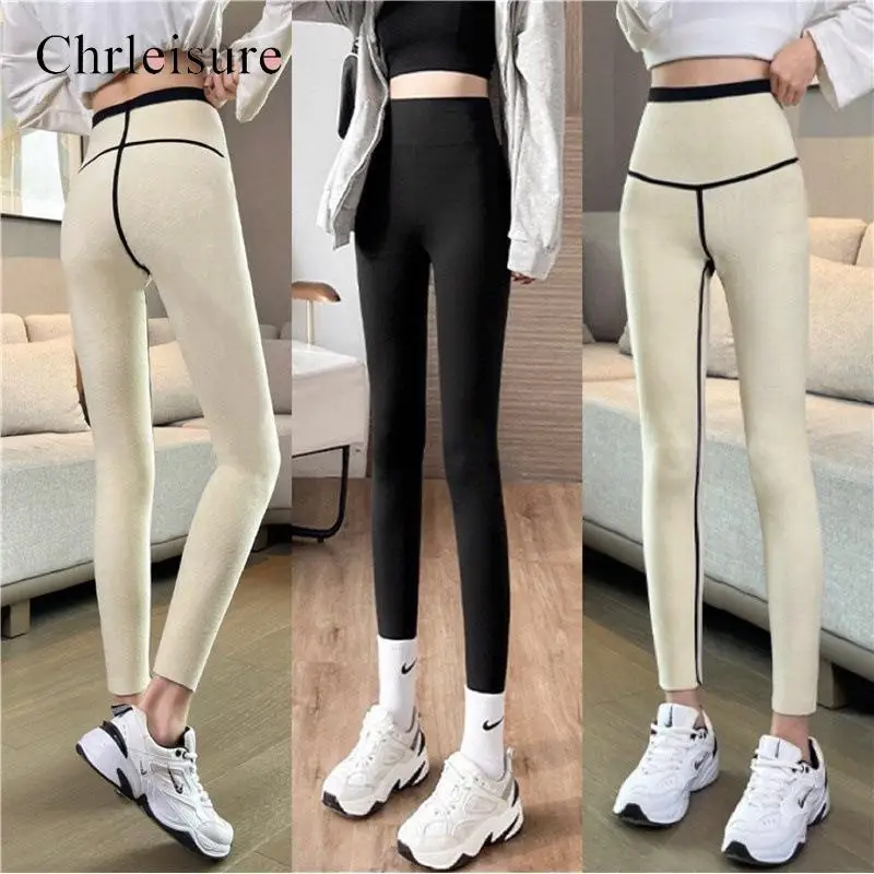 

CHRLEISURE Winter Women Thicken Warm Leggings Lambswool Female Thermal Leggins Cold Resistant Winter Fleece High Waist Pants