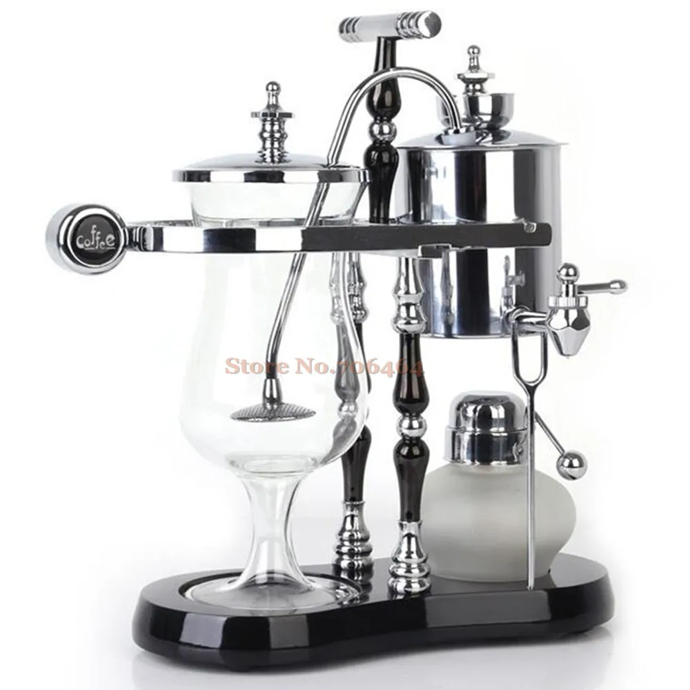 T Design gold/silver & black water drop Royal balancing siphon coffee machine/belgium coffee maker syphon vacumm brewer