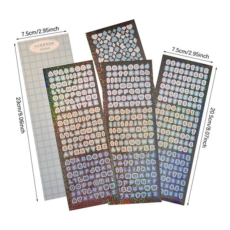 4 시트/팩 레이저 블링 편지 선물 알파벳 스티커 장식 Photocard Scrapbooking DIY 사진 앨범 편지지 용품 2025