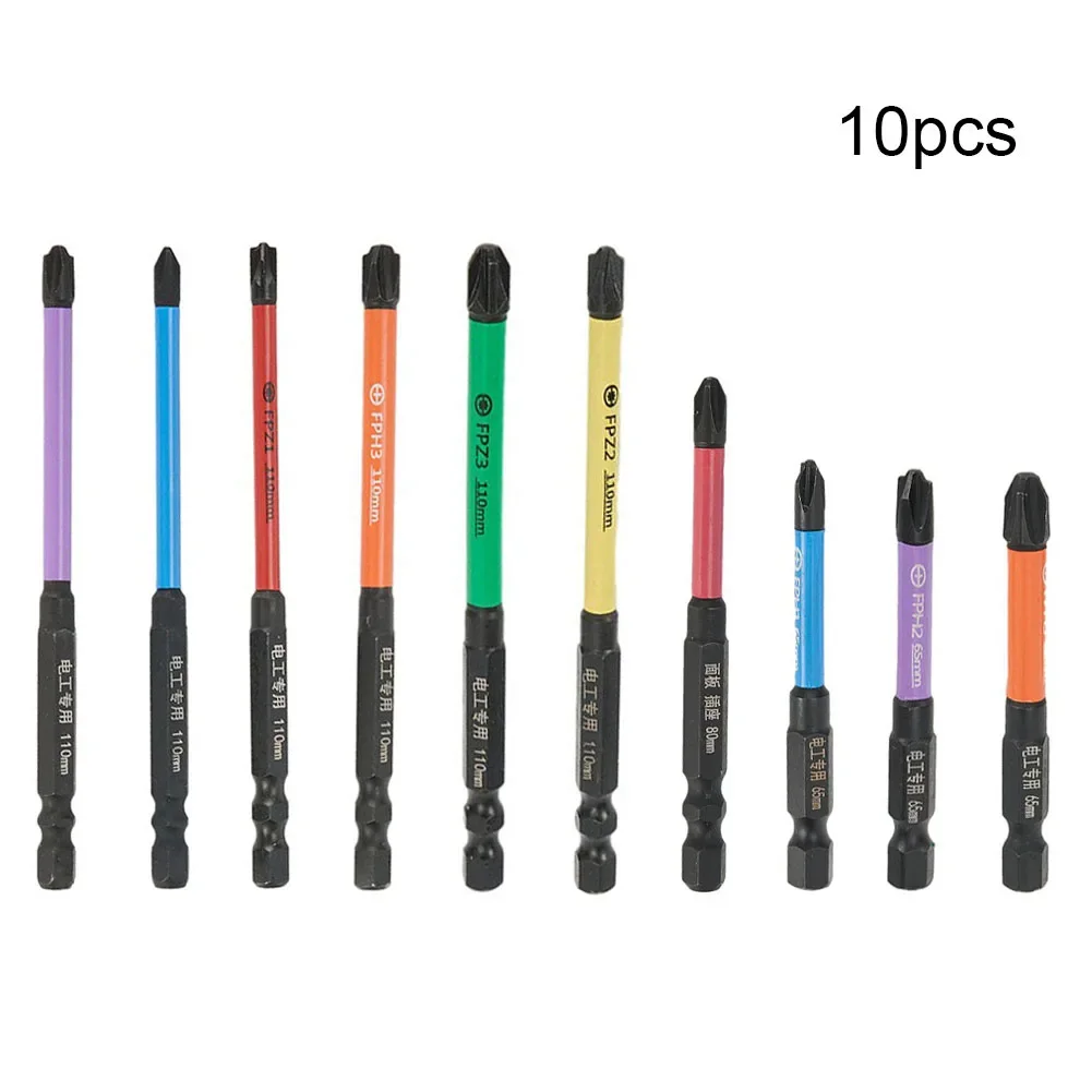 마그네틱 특수 십자 드라이버 비트, 소켓 스위치 전기 기술자 전동 공구용, FPH1, FPH2, FPH3, FPZ1, FPZ2, FPZ3, 65mm, 80mm, 110mm, 10 개