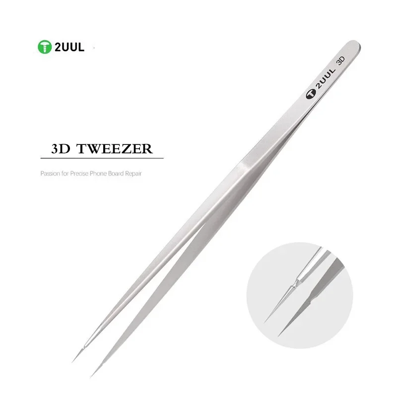 

2UUL Tweezers 3D High Precision Mobile Phone Maintenance Sharp Flying Thread IC Chip Motherboard Super Hard Straight Tweezers