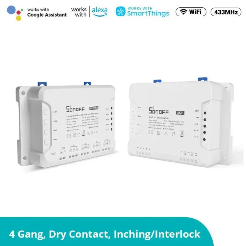 Sonoff 4Ch Pro R3 10A /Gang 4 Canali Wifi Smart Switch 433 Mhz Rf Remote Wifi Lights Switch Supporta 4 Dispositivi Funziona Con Alexa