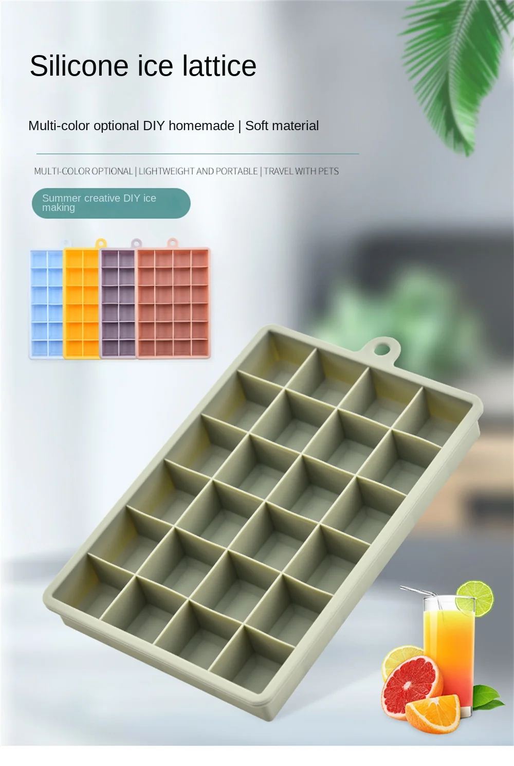 Description Picture 3 of item24/8 Grid Big Ice Tray Mold Box Large Food Grade Silicone Ice Making Square Tray Mold Diy Bar Pub Wine Ice Block Model Accessory