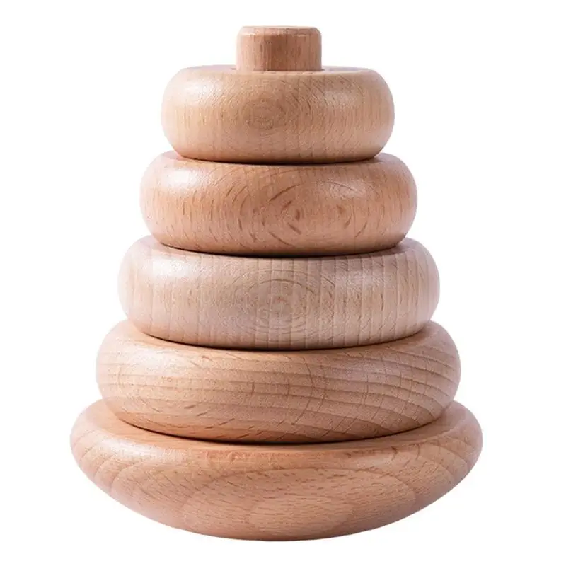 

Kids Toddler Toy Wooden Color Number Cognition Ring Tower Stacker Early Childhood Education Toys Blocks Tumblery Stacking Rings