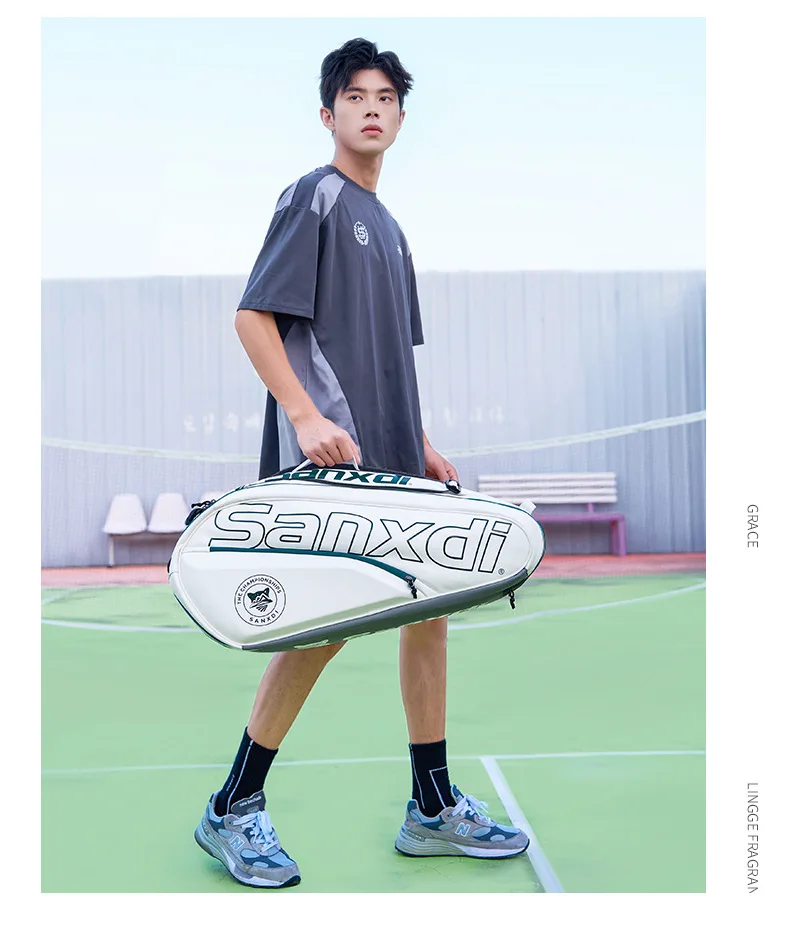 Professioneller 6er-Pack Tennisschläger-Rucksack SANXDI große Kapazität Badminton Squash Tennisschläger-Tasche Unisex Tenis Court Sporttasche – Detail 9